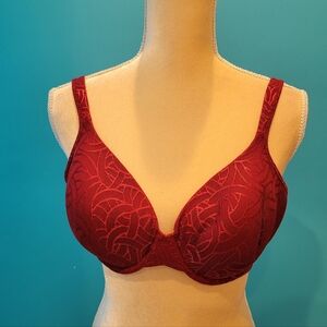 36D RED Underwire VANITY FAIR Body Shine Full Coverage Bra #75298